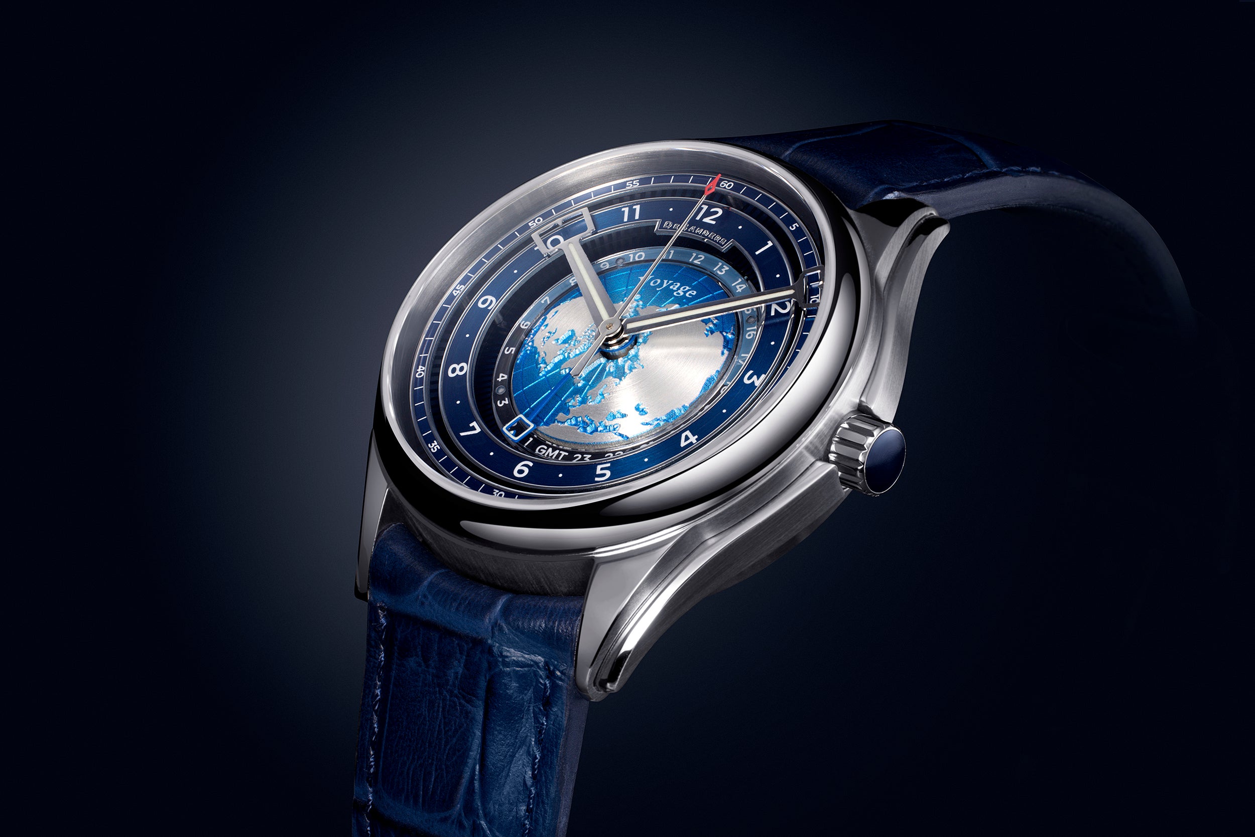 Voyage GMT - Stainless steel & Blue